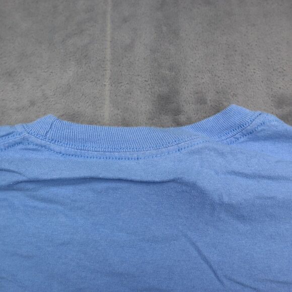 Gildan Shirt Mens M Blue Long Sleeve Graphic Print Activewear Pullover T Shirt - Picture 13 of 16